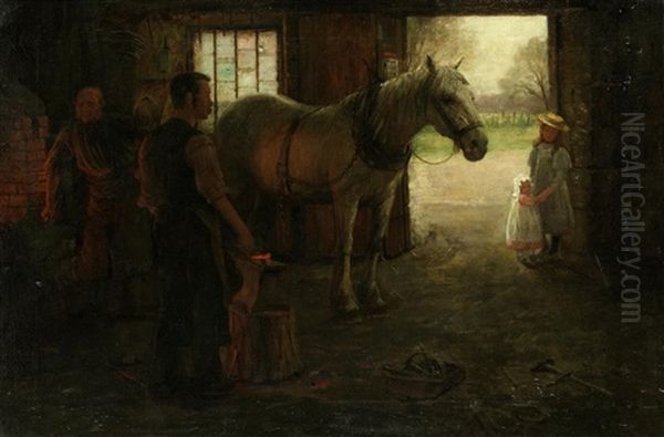 The Blacksmith And His Audience Oil Painting by William Barr