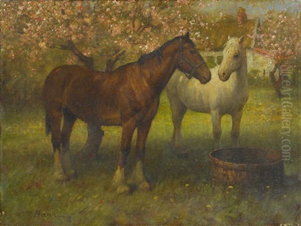 Horses At Foxbar Oil Painting by William Barr