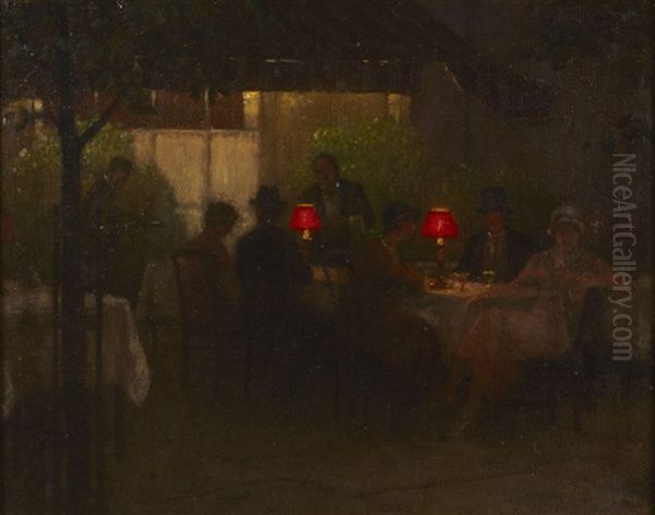 Sidewalk Cafe, Paris Oil Painting by William Barr