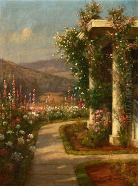 Pathway Through Blooming Garden Oil Painting by William Barr