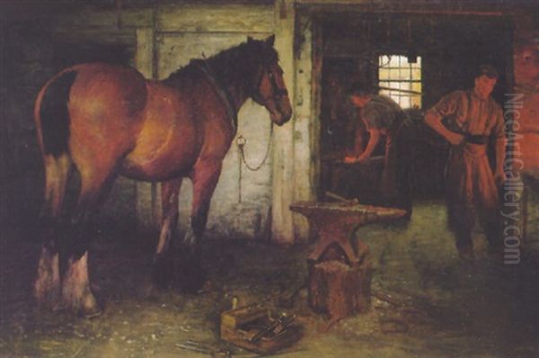 The Smithy Oil Painting by William Barr