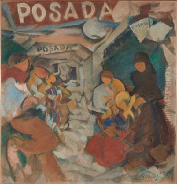 Posada Oil Painting by Rafael Barradas