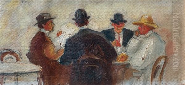 Jugadores De Cartas Oil Painting by Rafael Barradas