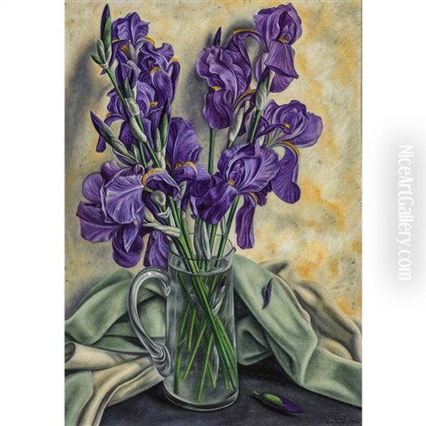 Nature Morte Aux Iris Oil Painting by Aime Victor Barraud