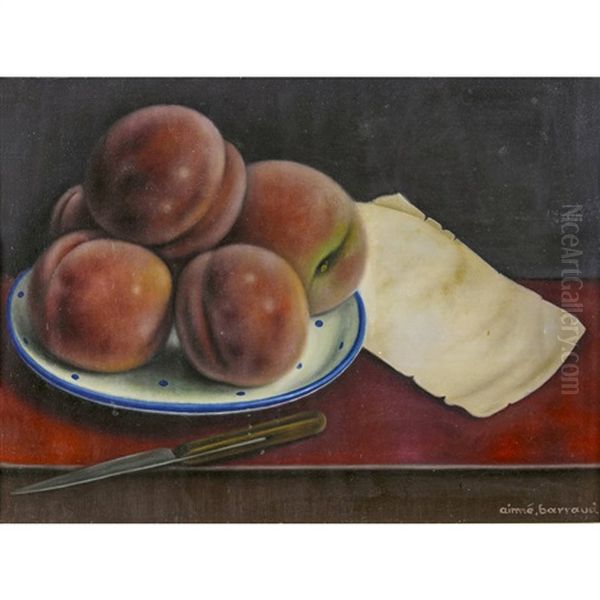 Nature Morte Aux Peches Oil Painting by Aime Victor Barraud