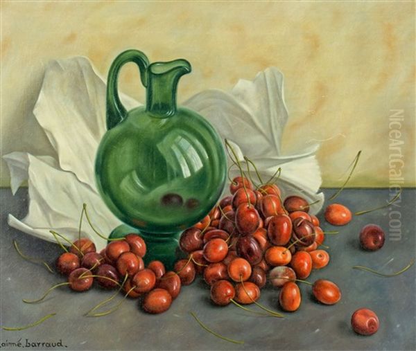 Cerises Et Carafe Oil Painting by Aime Victor Barraud