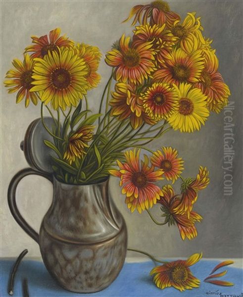 Stillleben Mit Rudbeckien In Kupferkanne Oil Painting by Aime Victor Barraud