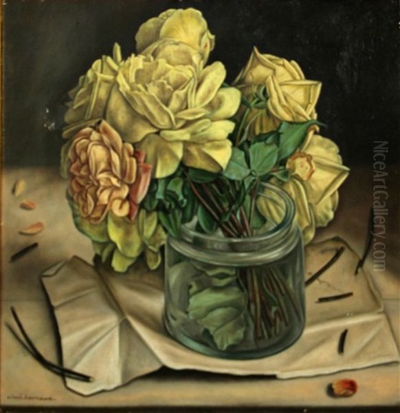 Untitled (still Life With Roses) Oil Painting by Aime Victor Barraud