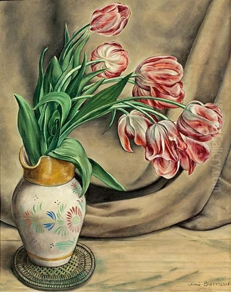 Nature Morte Aux Tulipes Oil Painting by Aime Victor Barraud