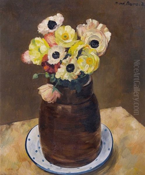 Stillleben Mit Anemonen Oil Painting by Aime Victor Barraud