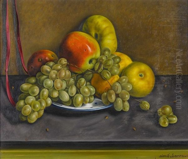 Nature Morte Aux Pommes Et Aux Raisins Oil Painting by Aime Victor Barraud