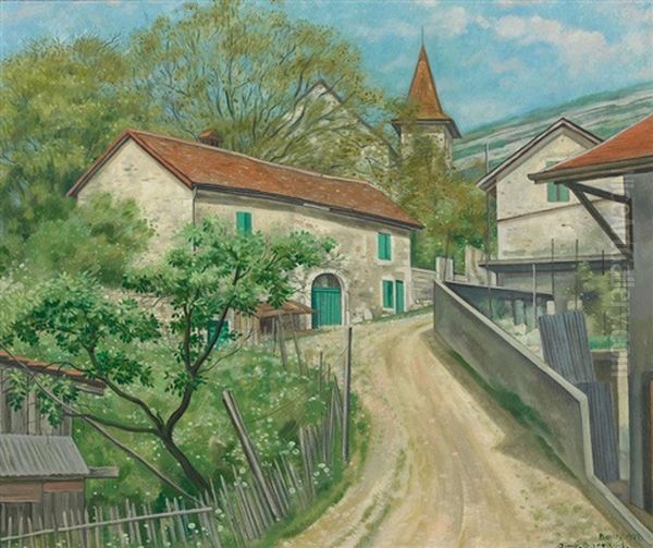 Sommerliche Wegpartie In Bossey Oil Painting by Aime Victor Barraud