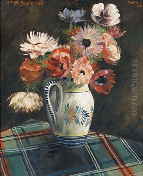 Anemonenstrauss In Einem Henkelkrug Oil Painting by Aime Victor Barraud