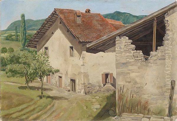 Ferme Dans La Campagne Genevoise Oil Painting by Aime Victor Barraud