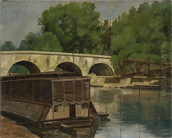 Paris, Bateau-lavoir Oil Painting by Aime Victor Barraud