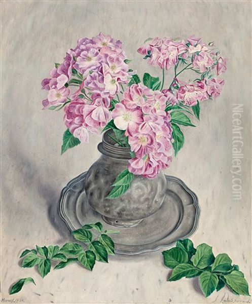 Roses Dans Un Pot D'etain Oil Painting by Aime Victor Barraud