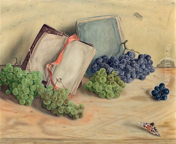 Nature Morte Aux Raisins Et Livres Oil Painting by Aime Victor Barraud