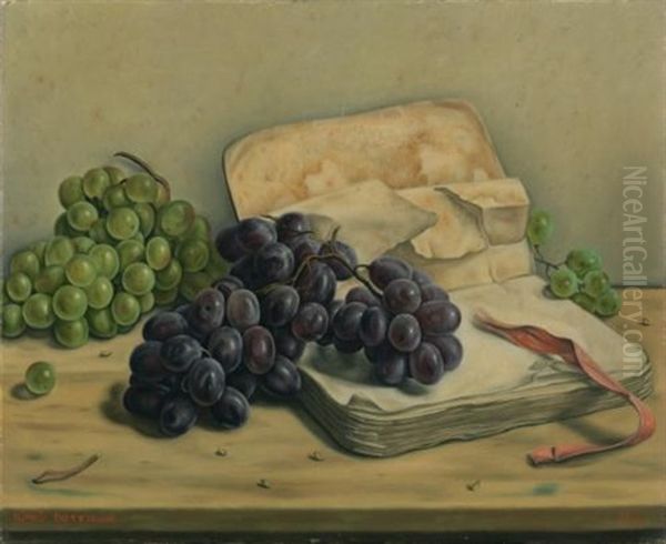 Nature Morte Aux Raisins Et Livre (still Life With Grapes And Book) Oil Painting by Aime Victor Barraud