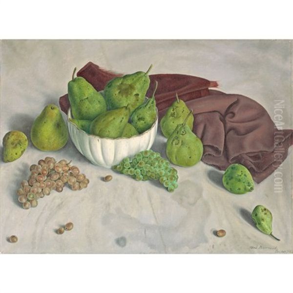 Coupe De Boires Et Raisins (drinking Cup And Grapes) Oil Painting by Aime Victor Barraud