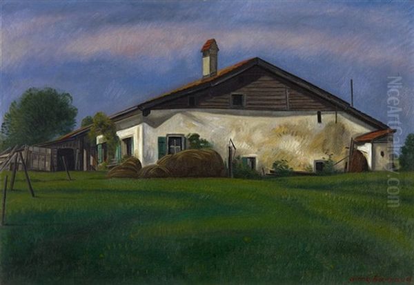 Ferme Jurassienne Oil Painting by Aime Victor Barraud