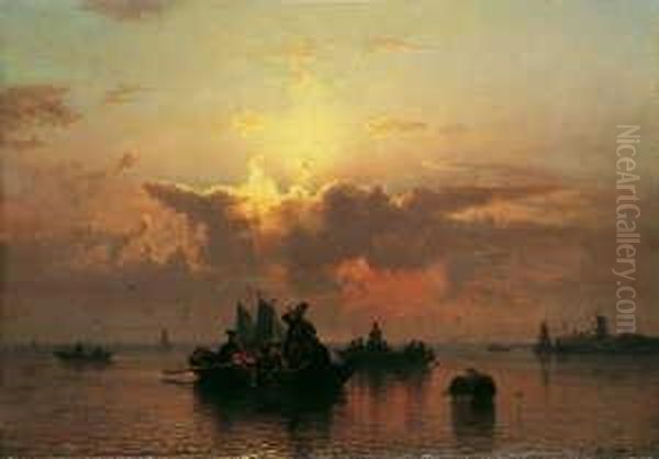 Die Heimkehr Vom Fischfang. Oil Painting by Karl Adloff