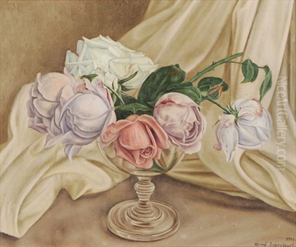 Stillleben Mit Rosen Oil Painting by Aime Victor Barraud