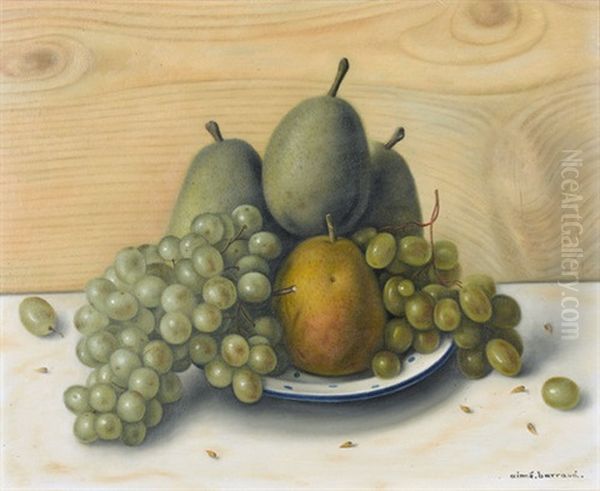 Fruchtestillleben Mit Trauben, Apfeln Und Birnen Oil Painting by Aime Victor Barraud