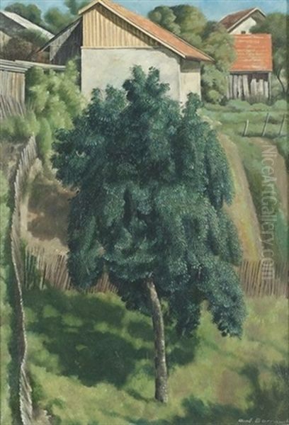 Gartenpartie Mit Grossem Baum Oil Painting by Aime Victor Barraud