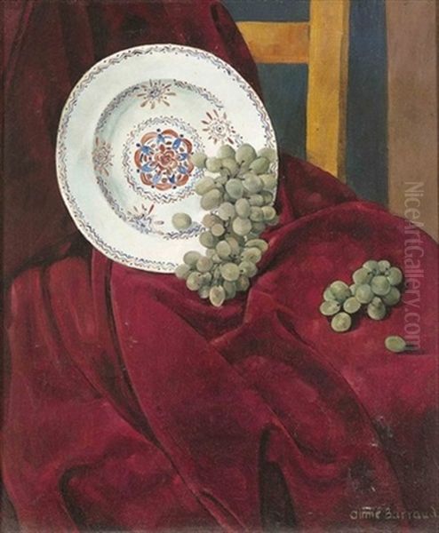 Nature Morte A L'assiette Et Aux Raisins Oil Painting by Aime Victor Barraud