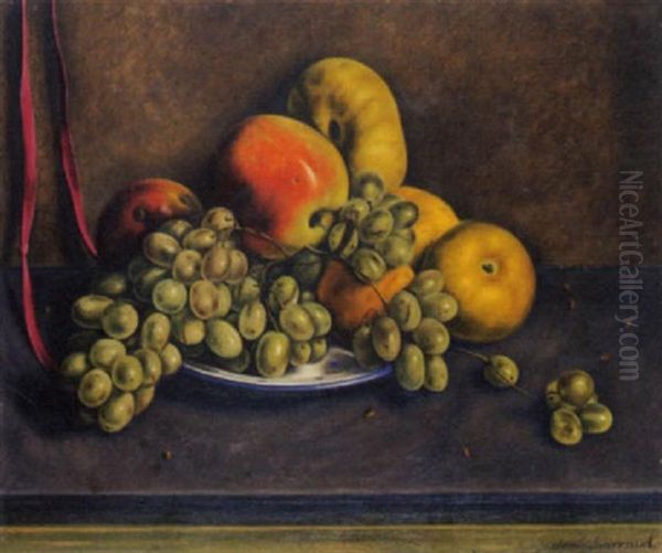 Nature Morte Aux Pommes Et Aux Raisins Oil Painting by Aime Victor Barraud