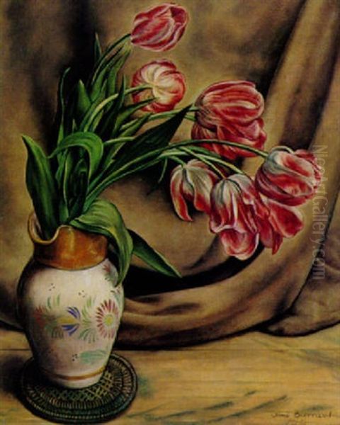 Nature Morte Au Bouquet De Tulipes Oil Painting by Aime Victor Barraud