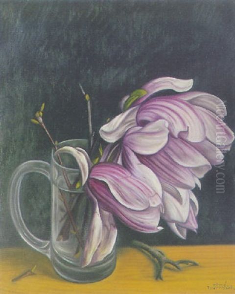 Stilleben Mit Magnolienbluten Oil Painting by Aime Victor Barraud