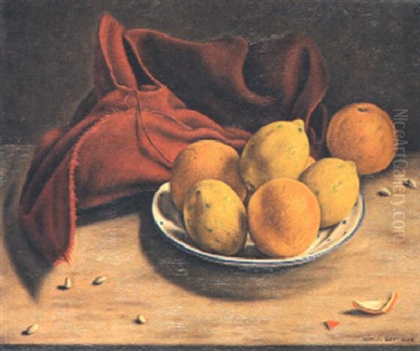 Stilleben Mit Zitronen Und Orangen Oil Painting by Aime Victor Barraud