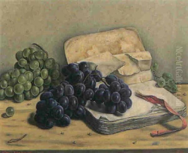 Stilleben Mit Weintrauben Und Skizzenbuch Oil Painting by Aime Victor Barraud