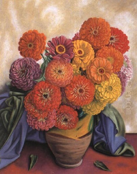 Blumen In Einer Vase Oil Painting by Aime Victor Barraud