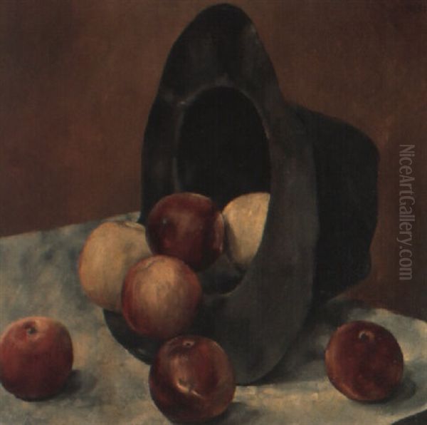 Nature Morte, Chapeau Et Pommes Oil Painting by Aime Victor Barraud