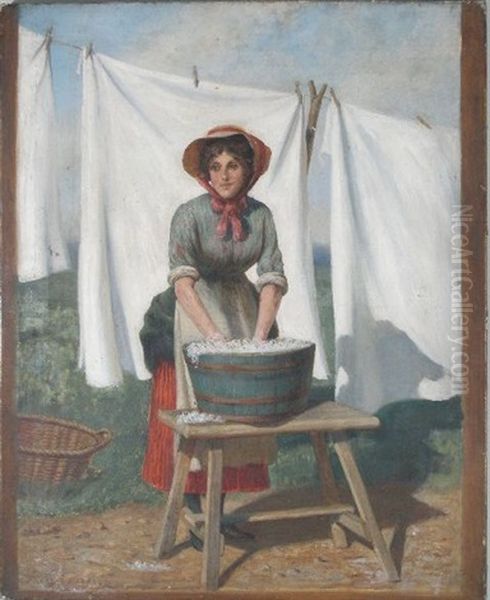 The Washerwoman Oil Painting by Francis James Barraud