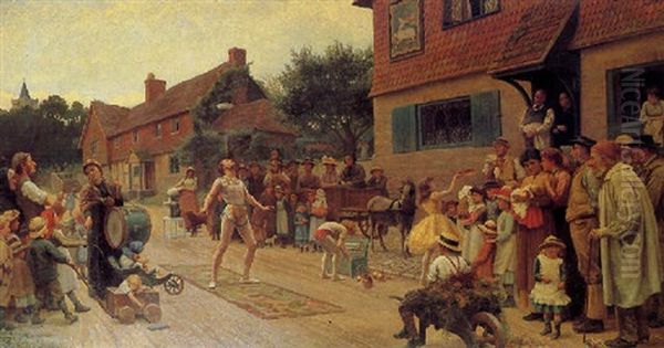 Strolling Players Oil Painting by Francis James Barraud