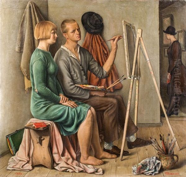 L'atelier Des Entre-deux-monts Oil Painting by Francois Emile Barraud