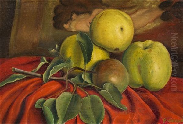 Nature Morte Aux Pommes Oil Painting by Francois Emile Barraud