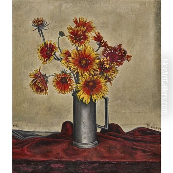 Nature Morte Aux Fleurs Oil Painting by Francois Emile Barraud