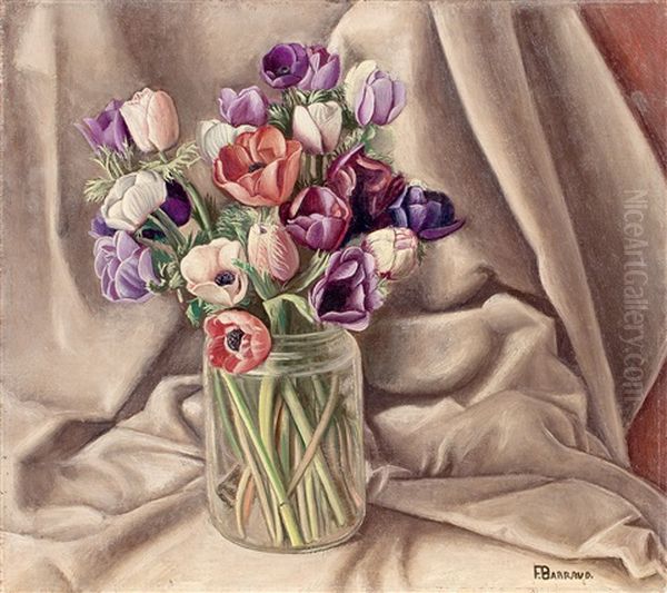 Bouquet D'anemones Oil Painting by Francois Emile Barraud