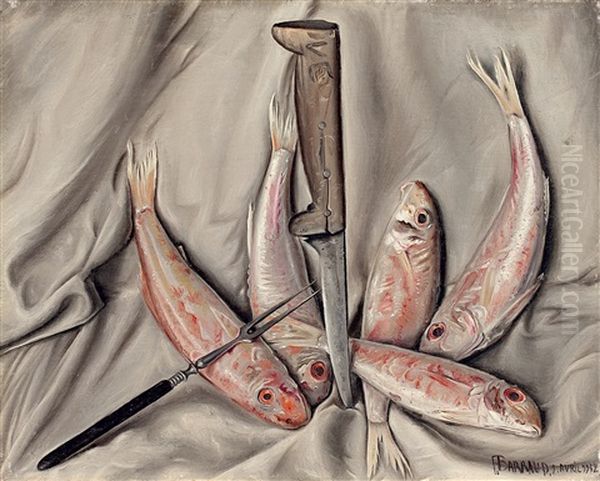 Rougets, Poissons D'avril Oil Painting by Francois Emile Barraud