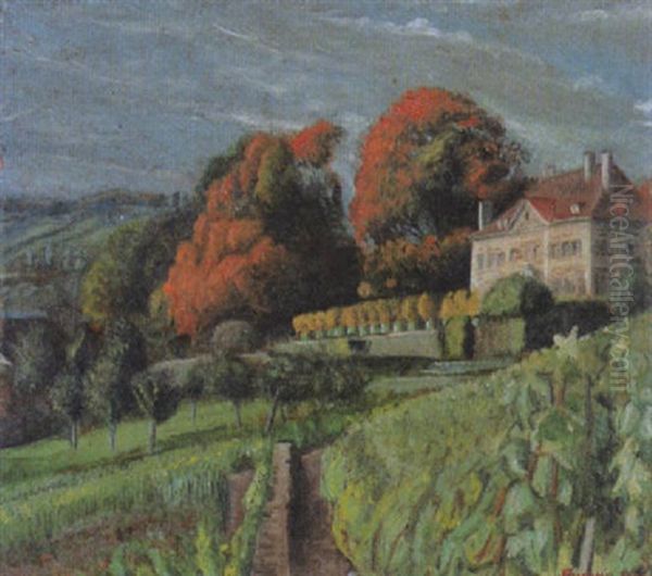 Le Chateau De Monsieur Grand-d'hauteville, Blonay Oil Painting by Francois Emile Barraud