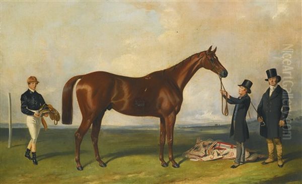 The Hero, A Bay Racehorse Oil Painting by Henry Barraud