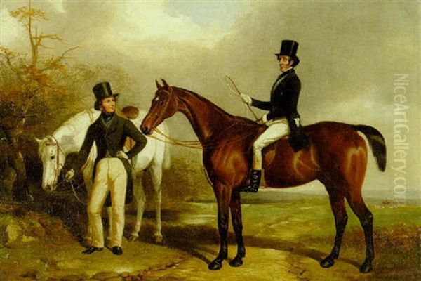 Two Gentleman Out Hunting Oil Painting by Henry Barraud