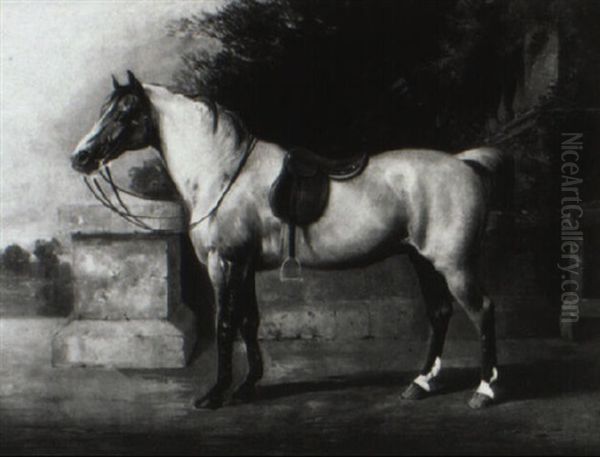 Colonel H. Thompson's Favorite Hunter Oil Painting by Henry Barraud