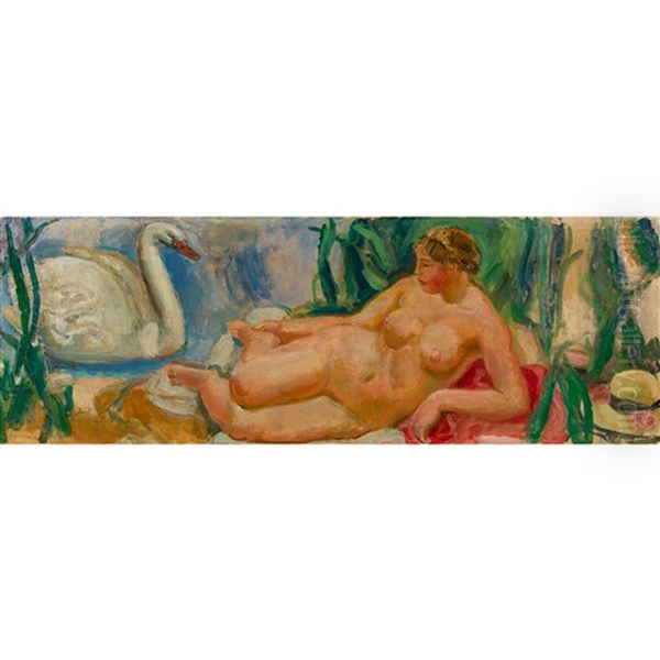 Leda Und Der Schwan Oil Painting by Maurice Barraud