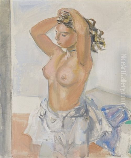 Junge Frau Beim Haare Kammen Oil Painting by Maurice Barraud