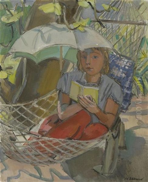 Lesende Frau Im Garten Oil Painting by Maurice Barraud